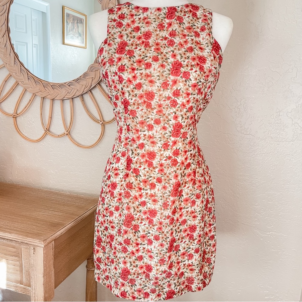 Vintage 90s Rose Flower Coquette Girly Ballet Romantic Whimsy Mini Dress